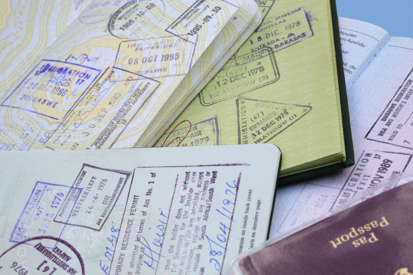 passports and paperwork spread out for visa